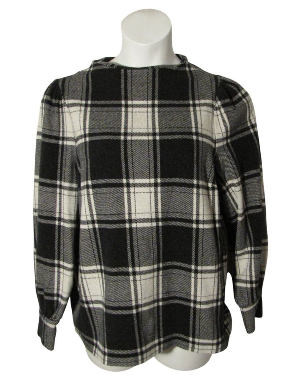 Talbots 1X Black White Plaid Cozy Heavy Knit Shirt